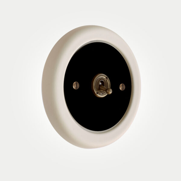 1 Gang Black Switch With Brass Toggle - Image 2