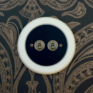 2 Gang Black With Brass Toggle Switch