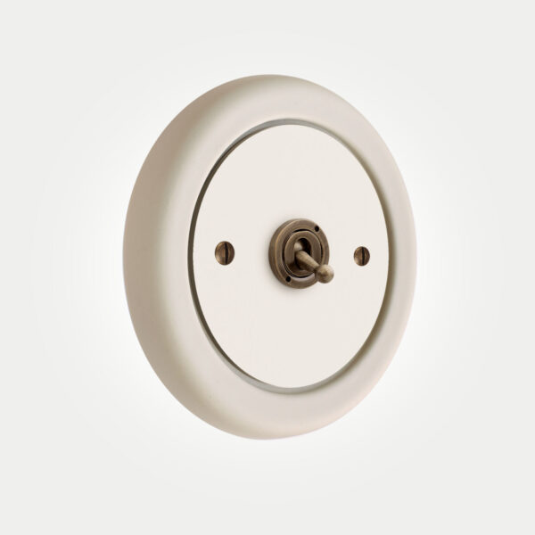 1 Gang White Switch With Brass Toggle - Image 3