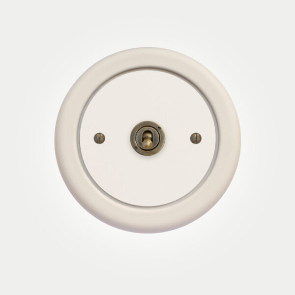 1 Gang White Switch With Brass Toggle - Image 2