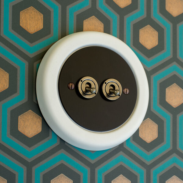 2 Gang Black Switch With Brass Toggle - Image 5