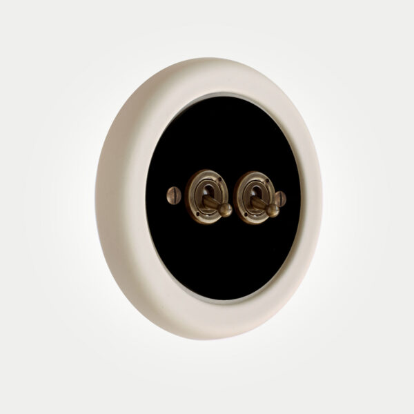 2 Gang Black Switch With Brass Toggle - Image 2