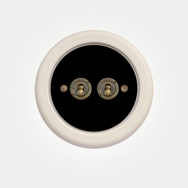 2 Gang Black Switch With Brass Toggle - Image 3