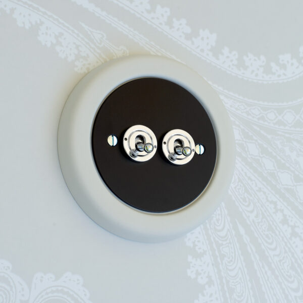 2 Gang Black Switch With Chrome Toggle
