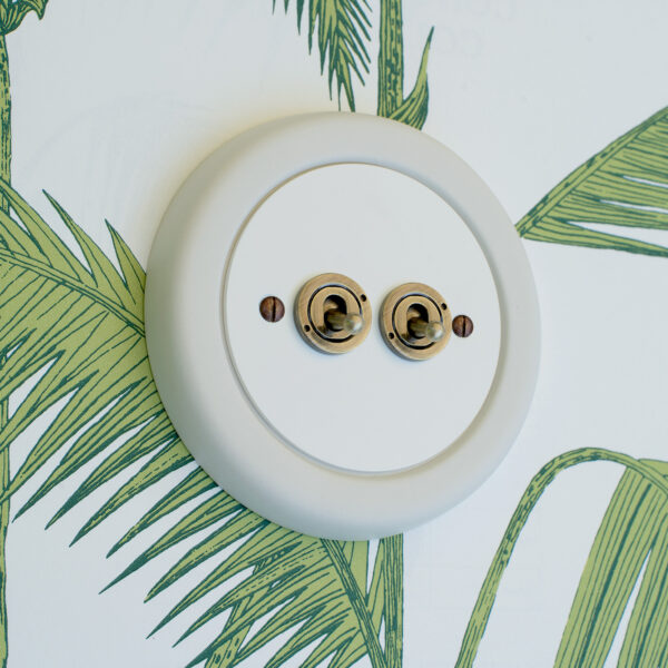 2 Gang White Switch With Brass Toggle - Image 5