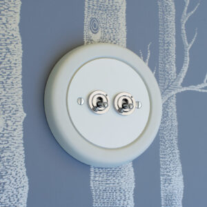 2 Gang White With Chrome Toggle Switch