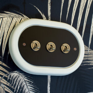 3 Gang Black Switch With Brass Toggle