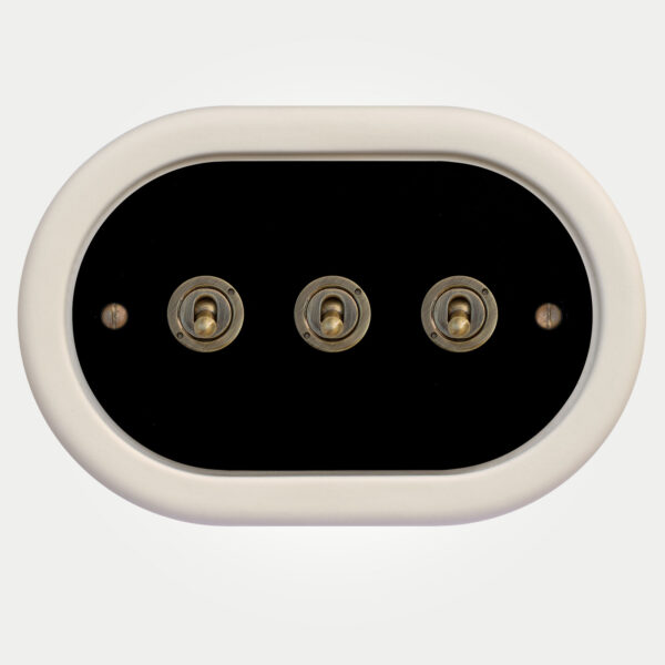 3 Gang Black Switch With Brass Toggle - Image 2