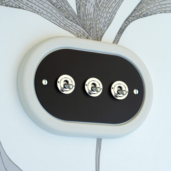 3 Gang Black Switch With Chrome Toggle