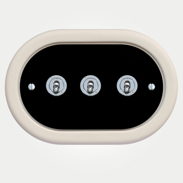 3 Gang Black Switch With Chrome Toggle - Image 2