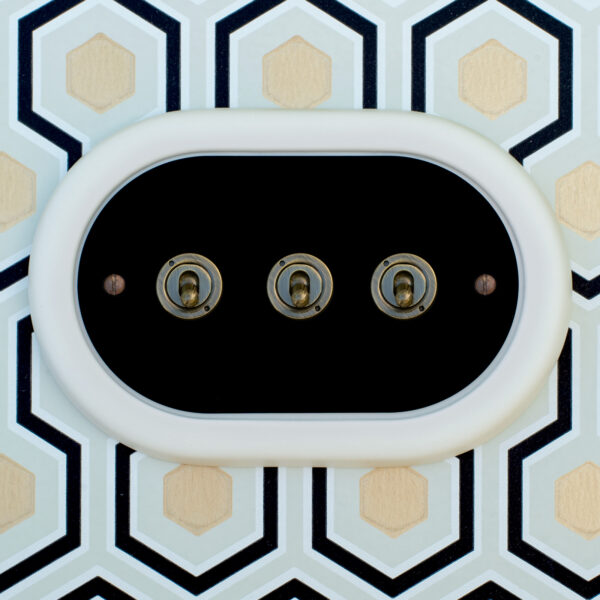 3 Gang Black Switch With Brass Toggle - Image 5