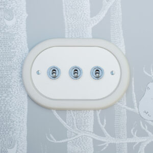3 Gang White With Chrome Toggle Switch