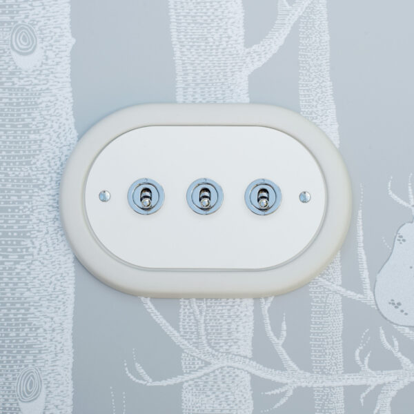 3 Gang White Switch With Chrome Toggle