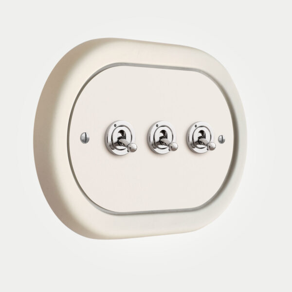 3 Gang White Switch With Chrome Toggle - Image 2