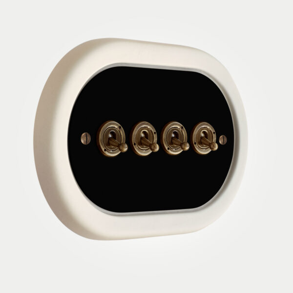 4 Gang Black Switch With Brass Toggle - Image 3