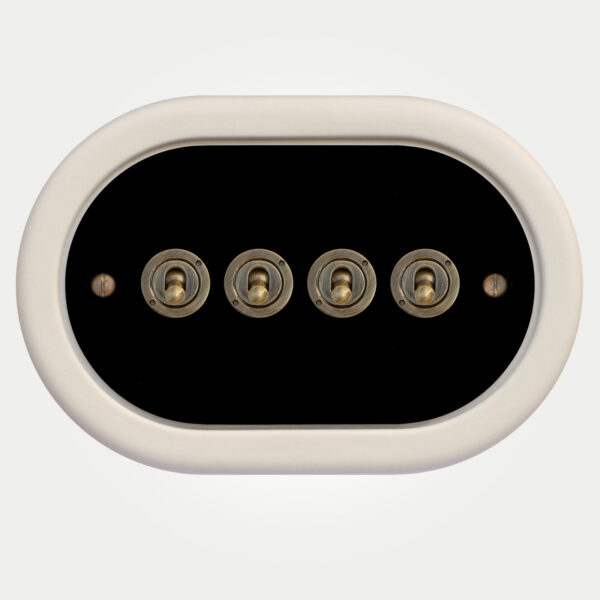 4 Gang Black Switch With Brass Toggle - Image 2