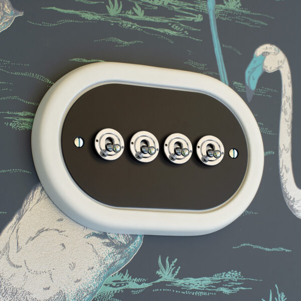 4 Gang Black Switch With Chrome Toggle - Image 5