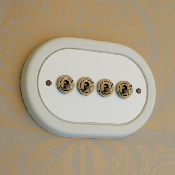 4 Gang White Switch With Brass Toggle - Image 5