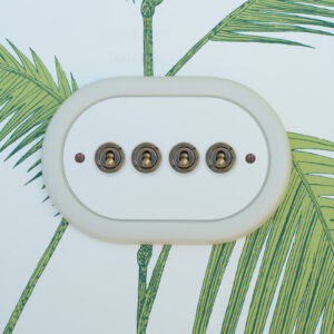 4 Gang White With Brass Toggle Switch