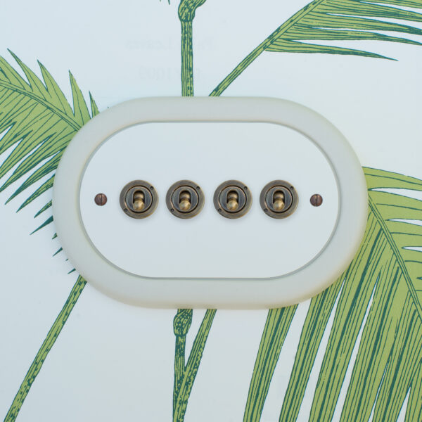 4 Gang White Switch With Brass Toggle