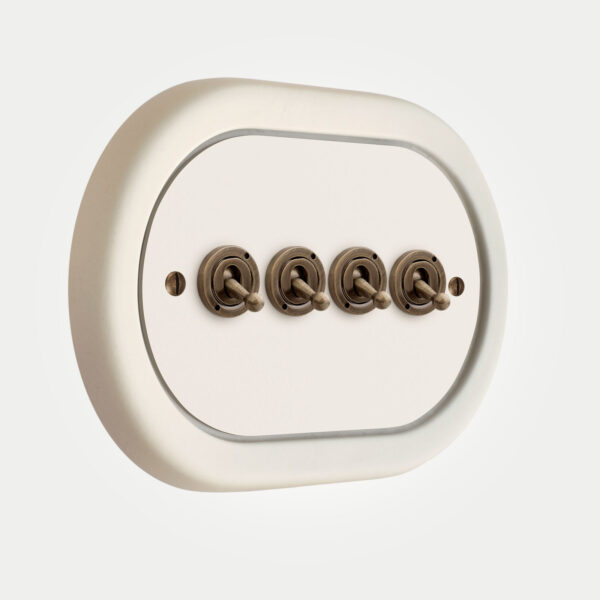4 Gang White Switch With Brass Toggle - Image 2
