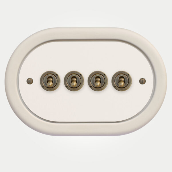 4 Gang White Switch With Brass Toggle - Image 3