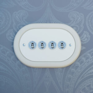 4 Gang White With Chrome Toggle Switch