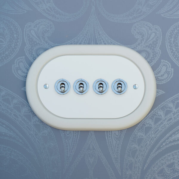 4 Gang White Switch With Chrome Toggle