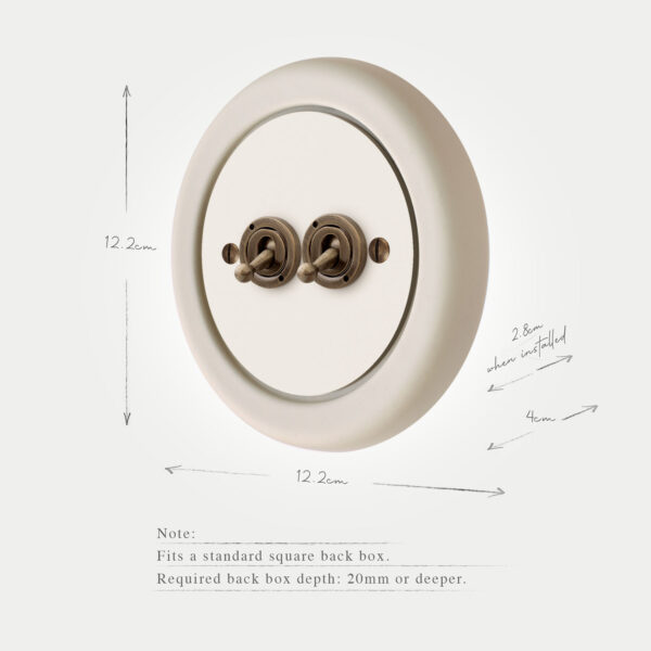 2 Gang White Switch With Brass Toggle - Image 6
