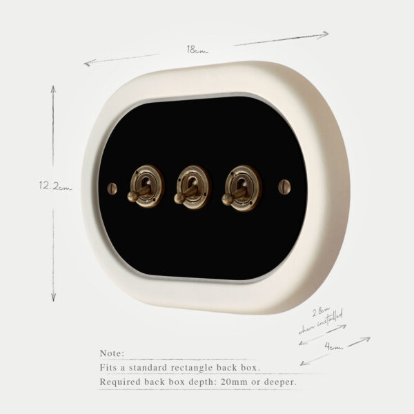 3 Gang Black Switch With Brass Toggle - Image 6