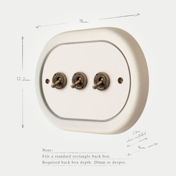 3 Gang White Switch With Brass Toggle - Image 6