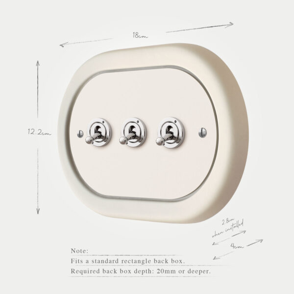 3 Gang White Switch With Chrome Toggle - Image 4