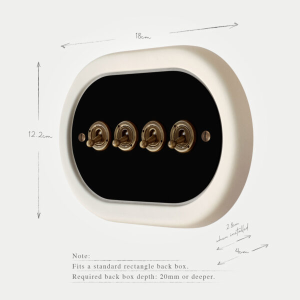 4 Gang Black Switch With Brass Toggle - Image 6
