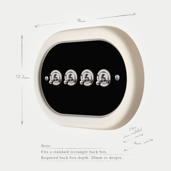 4 Gang Black Switch With Chrome Toggle - Image 6