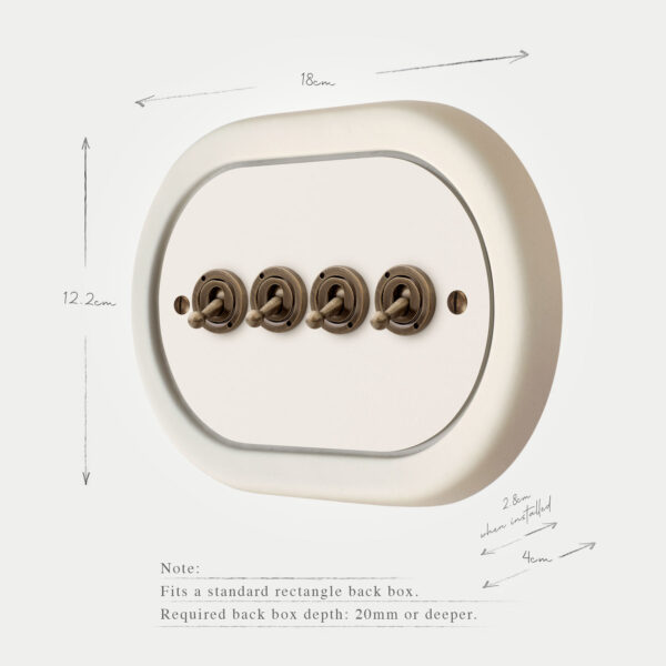 4 Gang White Switch With Brass Toggle - Image 6